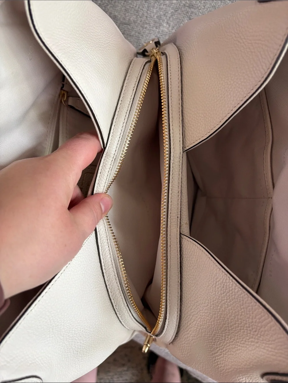 Coach Edie 31 Pebbled Leather Shoulder Bag with Flower Accents in Cream